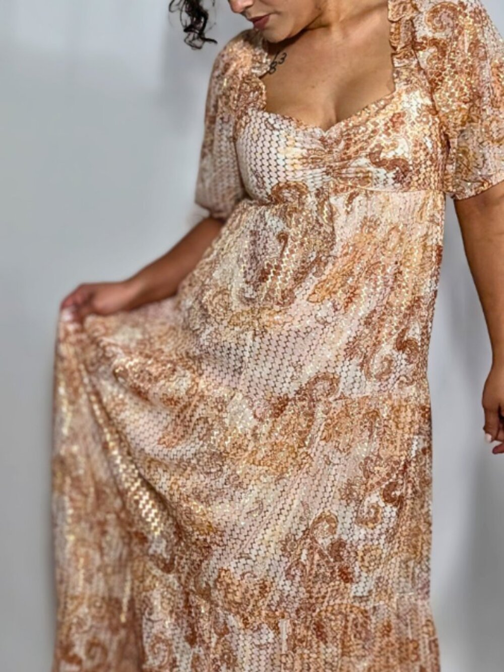 Golden Shimmer Maxi Dress